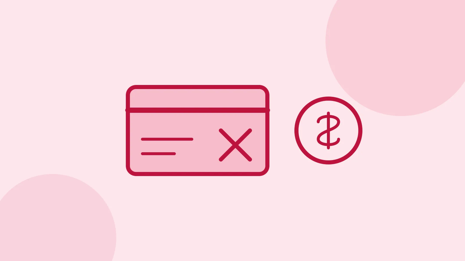 Illustration of a membership card with a cancel mark next to a refund coin