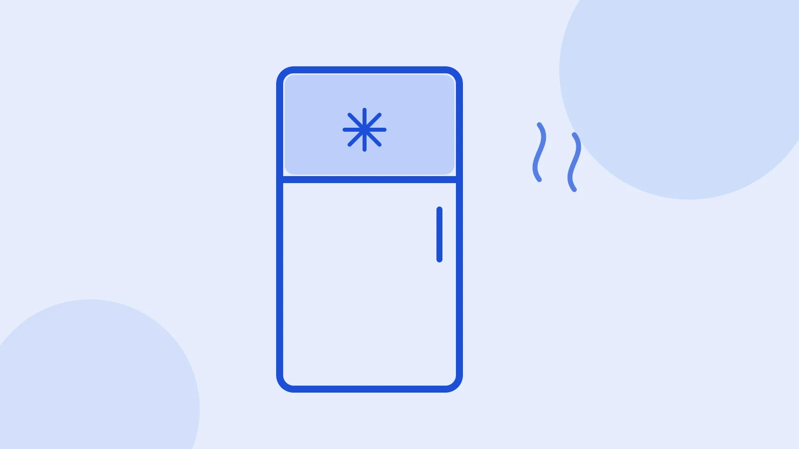 Illustration of a refrigerator with a cold freezer section and a warm fridge section