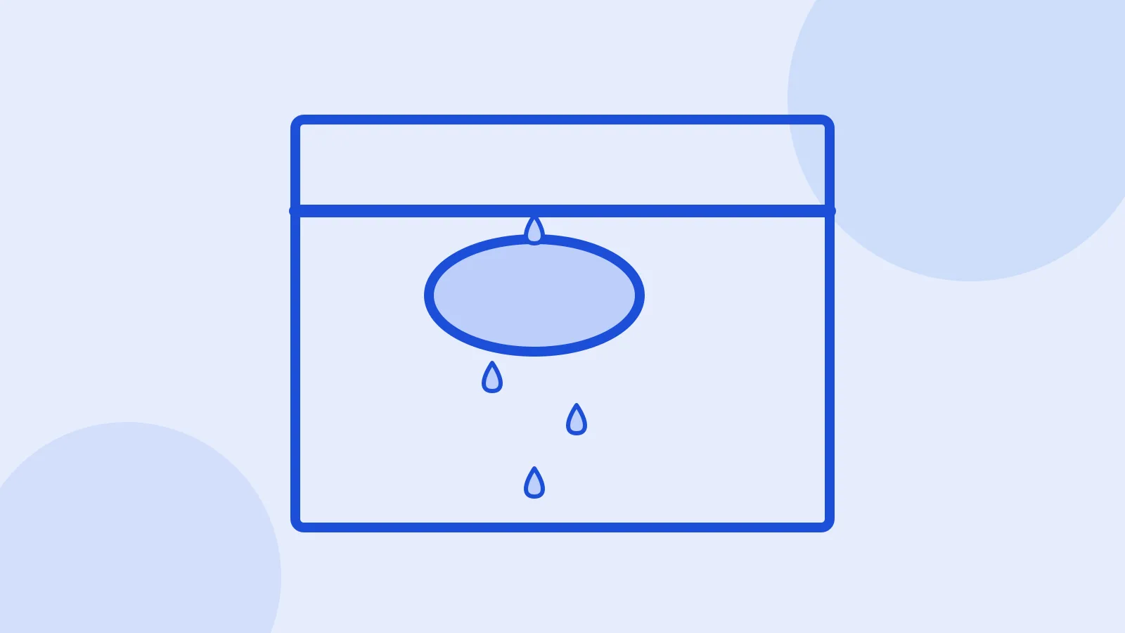 Illustration of a wall with a water stain and drops falling from a pipe