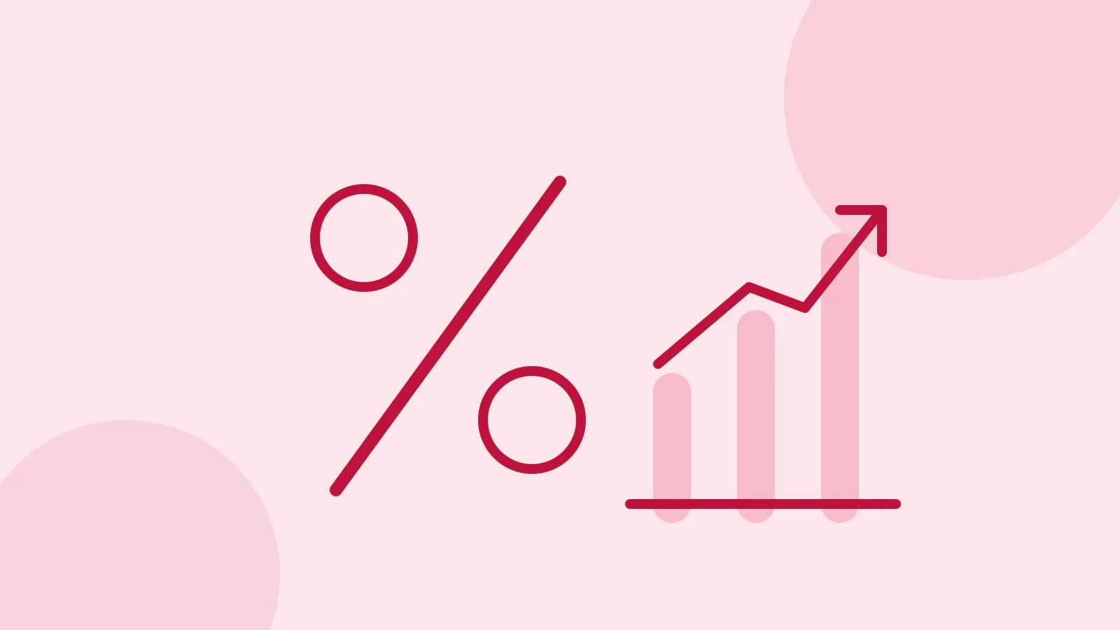 Illustration of a percent sign next to a rising bar chart