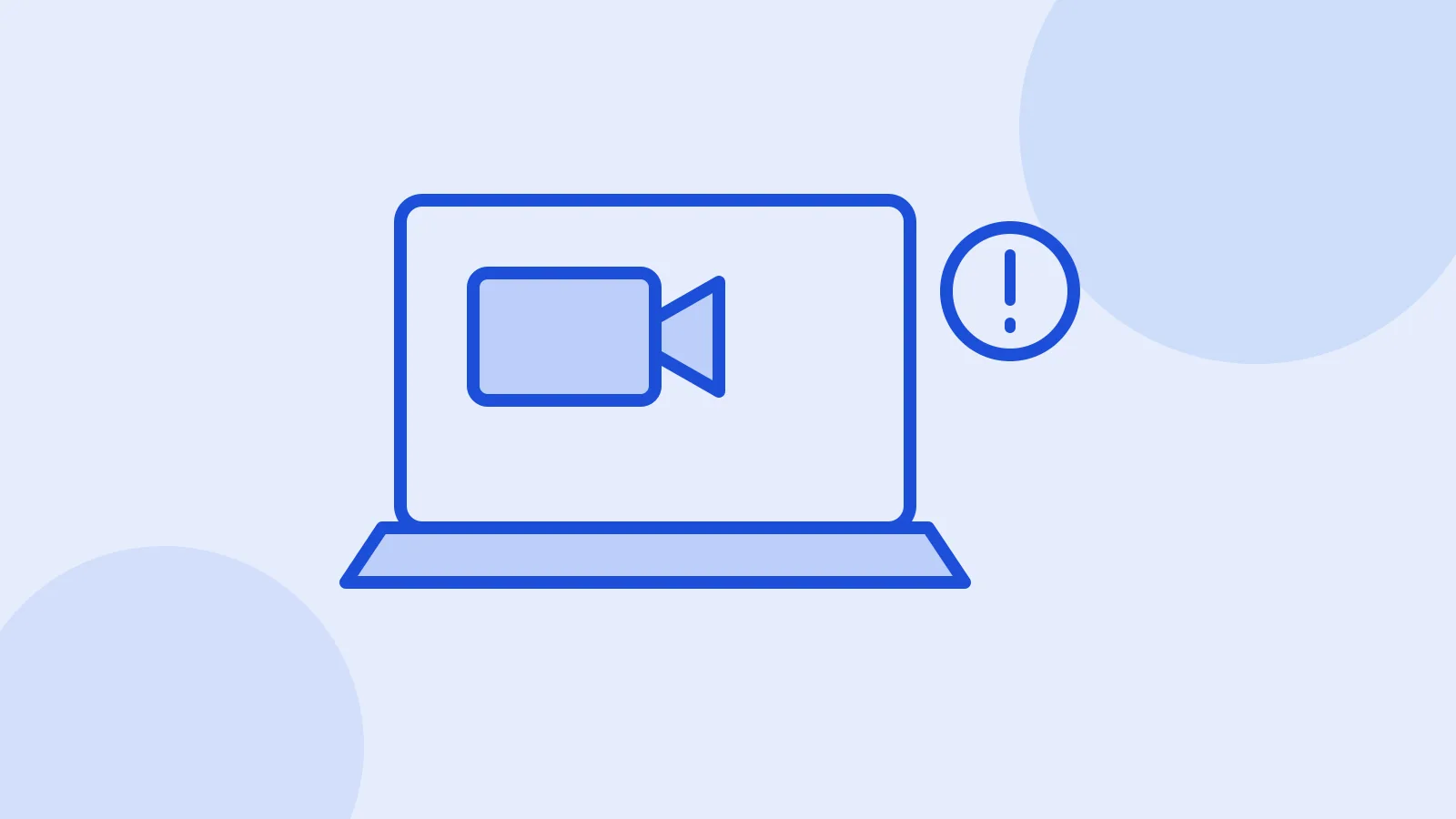 Illustration of a laptop showing a video call window with an update error