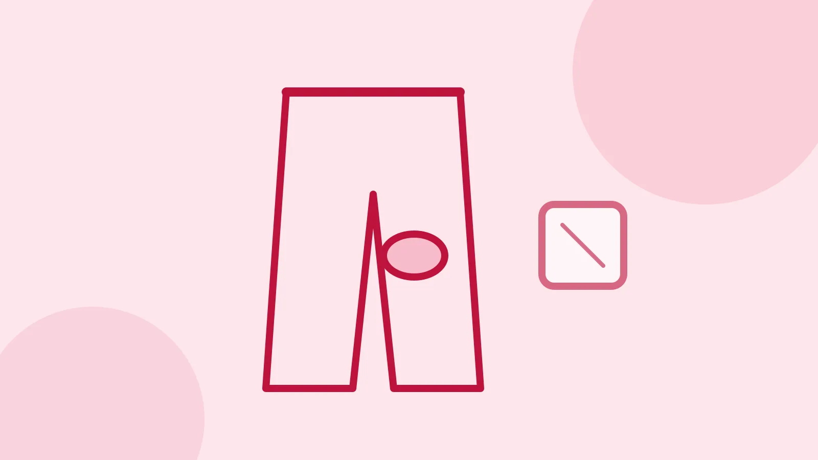 Illustration of a pair of jeans with pink gum and an ice cube next to it