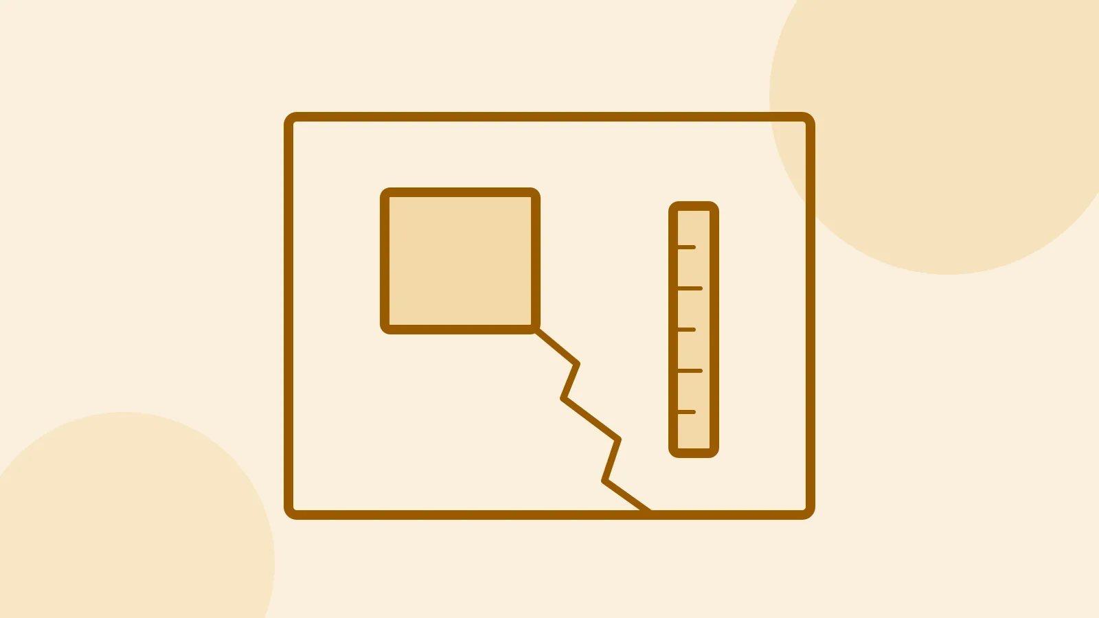 Illustration of a wall with a diagonal crack near a window and a ruler