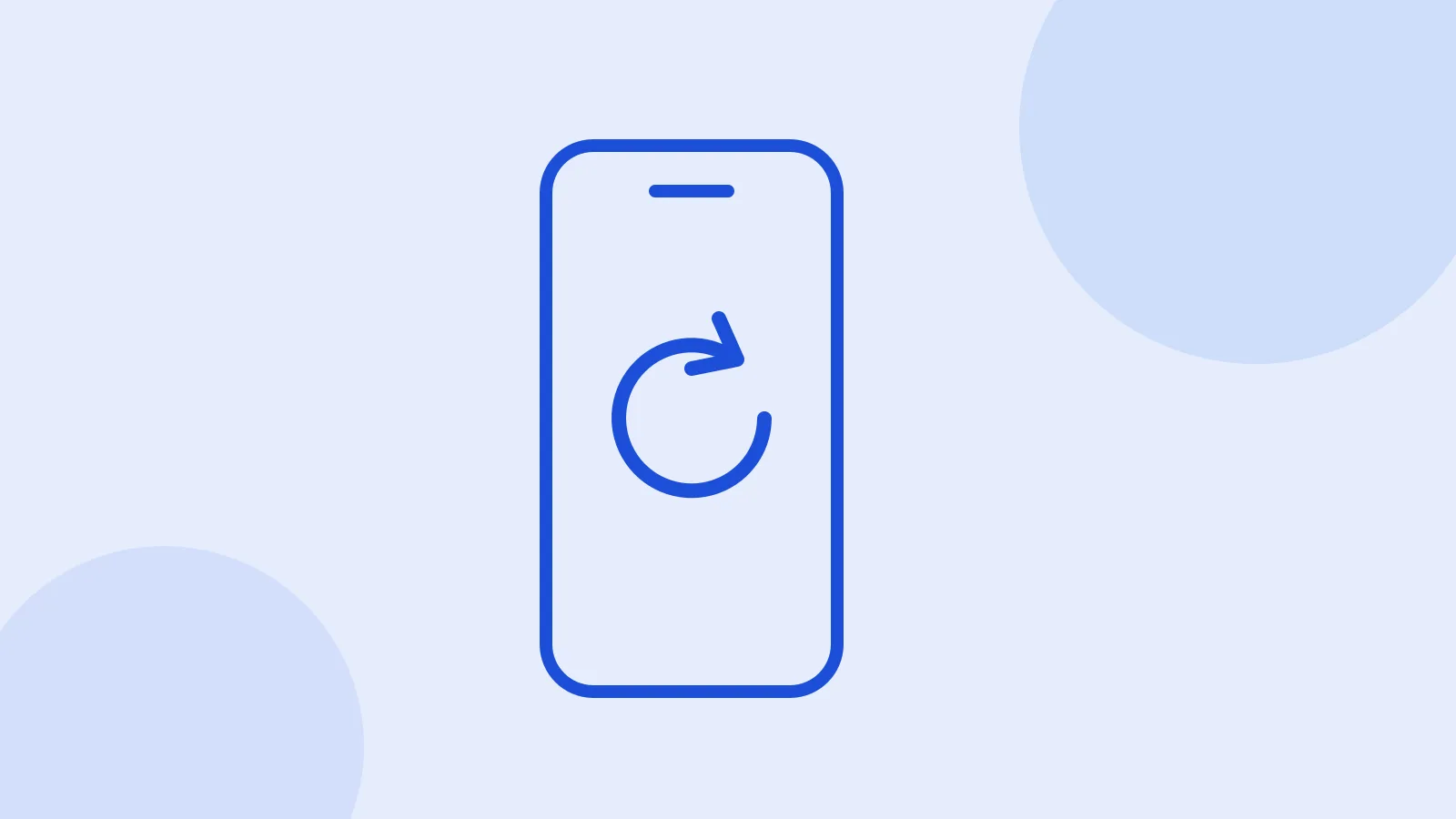 Illustration of a smartphone with a circular restart arrow on the screen