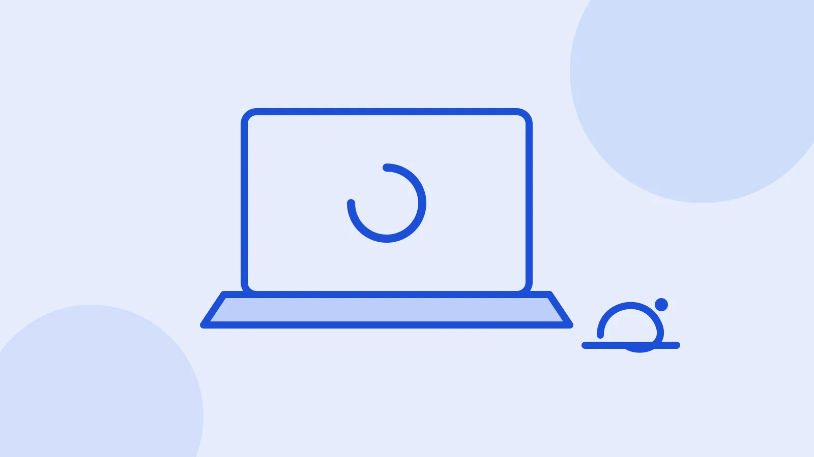 Illustration of a laptop with a loading circle on the screen and a slow snail beside it