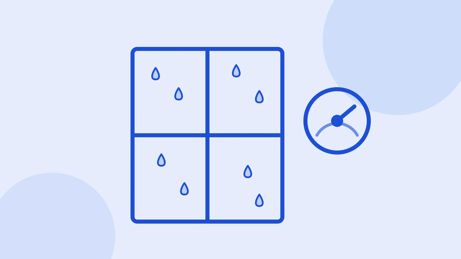 Illustration of a window with water drops on the glass and a humidity gauge
