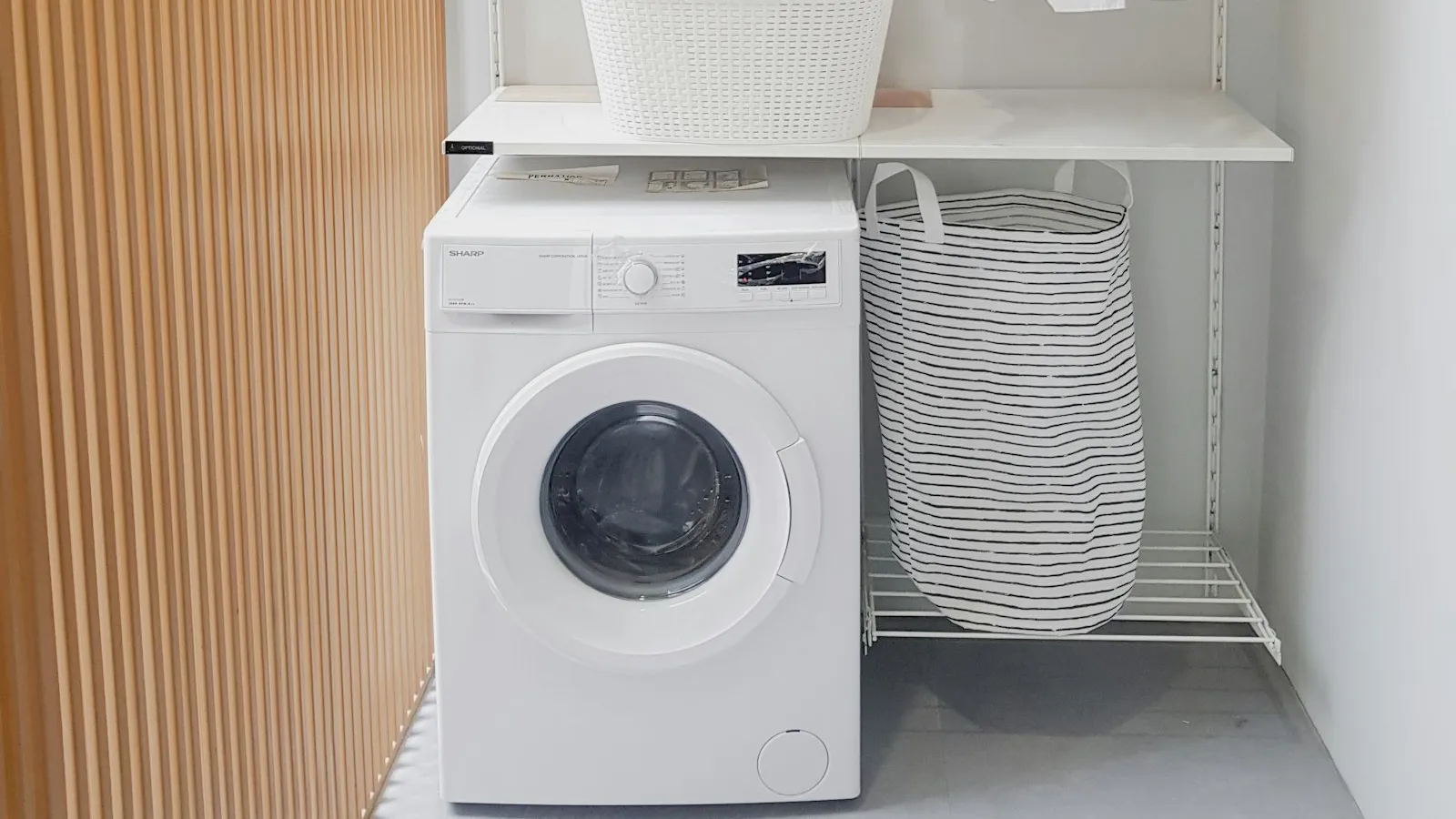 Washing machine in a laundry room