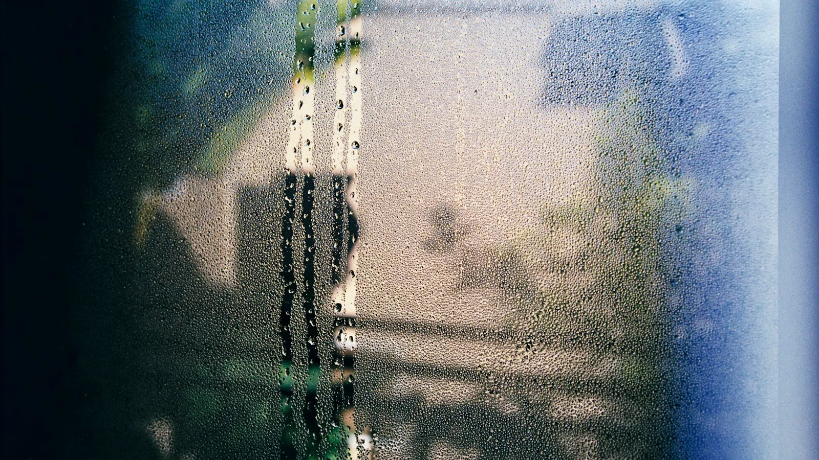 Water drops and fog on the inside of a window